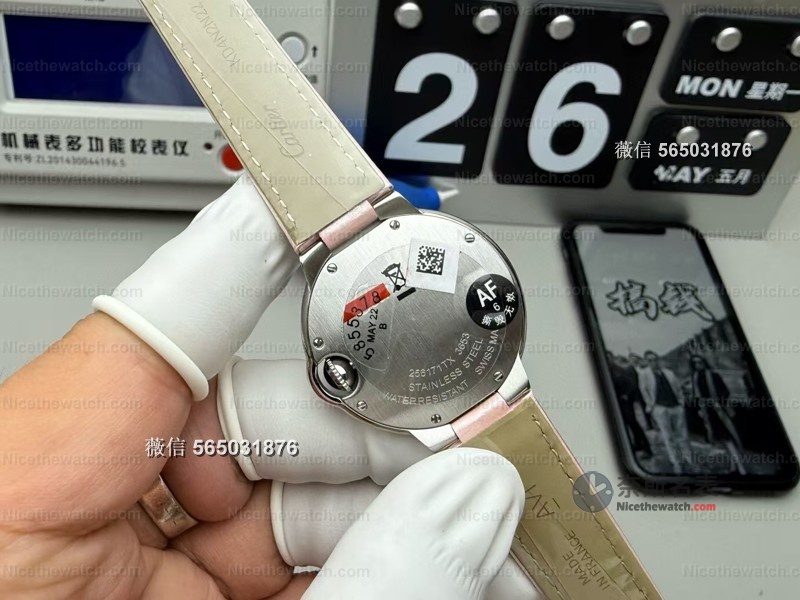 AF厂卡地亚粉气球33mm实测：温柔粉盘+蓝宝石镜面，少女心直接沦陷！ | 奈斯探表